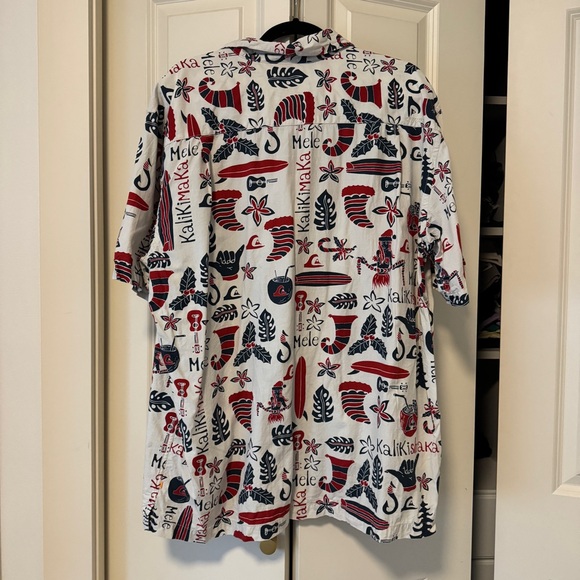 Quicksilver Waterman Men's Mele Kalikimaka Christmas Hawaiian Shirt XL - Picture 3 of 7